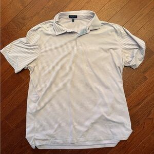 Peter Millar Light Blue and White Striped Polo Shirt